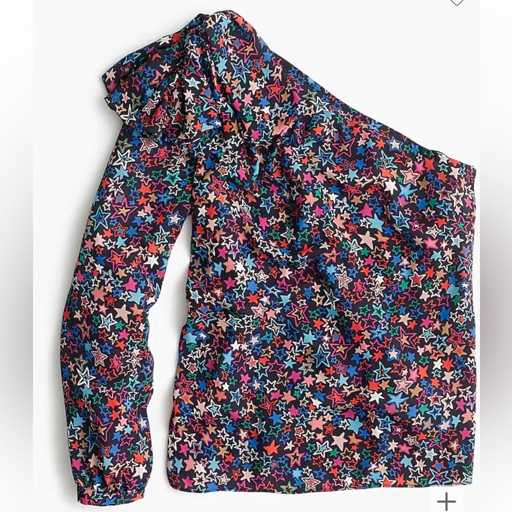 J Crew One-shoulder top in star print